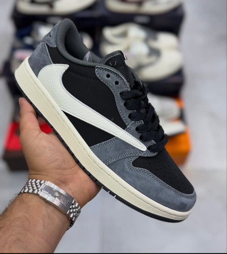 کتونی مردانه نایک تراویس مشکی طوسی Nike Air Jordan 1 Low